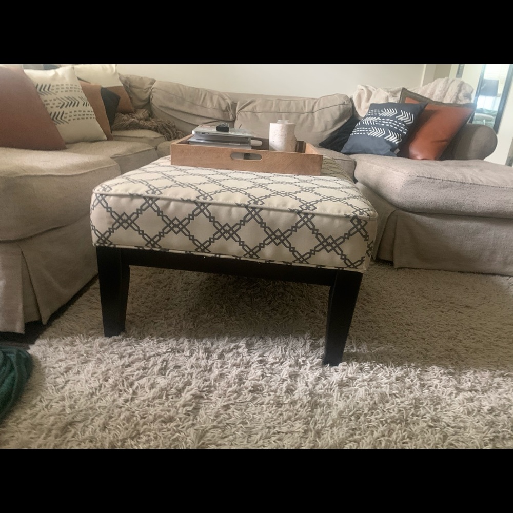 Patterned fabric ottoman